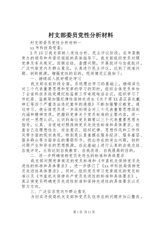 2024年村支部委员党性分析材料