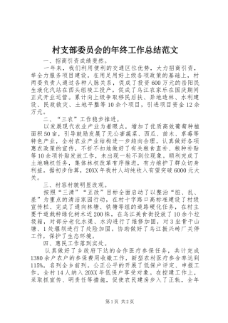 2024年村支部委员会的年终工作总结范文