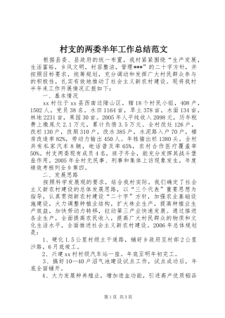 2024年村支的两委半年工作总结范文