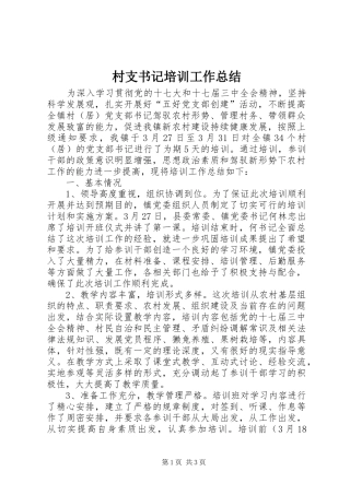 2024年村支书记培训工作总结
