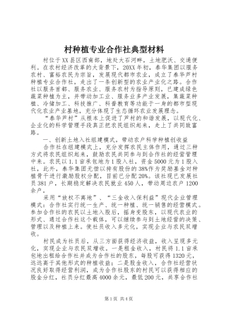 2024年村种植专业合作社典型材料