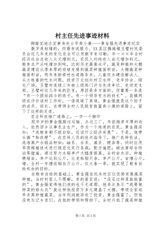 2024年村主任先进事迹材料