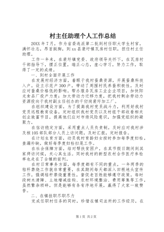 2024年村主任助理个人工作总结