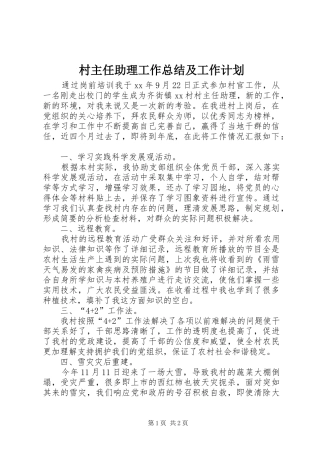 2024年村主任助理工作总结及工作计划