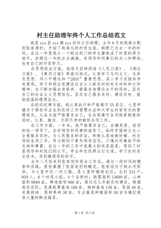 2024年村主任助理年终个人工作总结范文