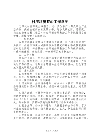 2024年村庄环境整治工作意见