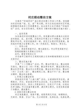2024年村庄联动整治方案