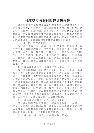 2024年村庄整治与旧村改建调研报告