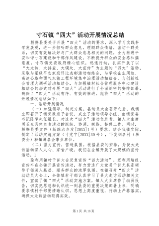 2024年寸石镇四大活动开展情况总结