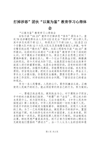 2024年打掉涉恶团伙以案为鉴教育学习心得体会
