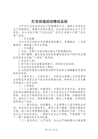 2024年打非治违活动情况总结