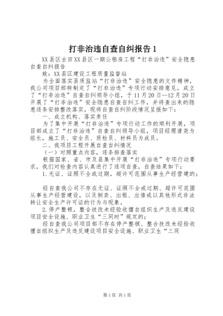 2024年打非治违自查自纠报告