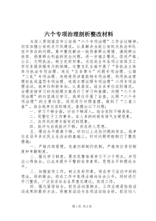 2024年六个专项治理剖析整改材料
