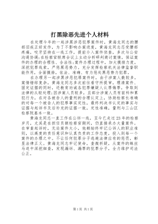 2024年打黑除恶先进个人材料