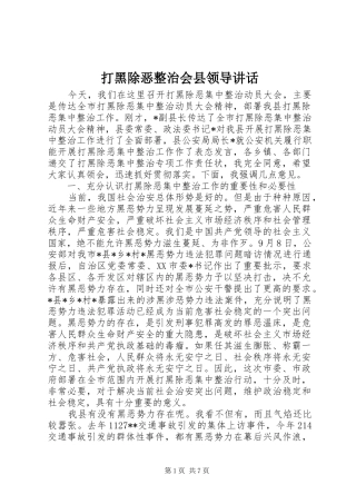 2024年打黑除恶整治会县领导致辞