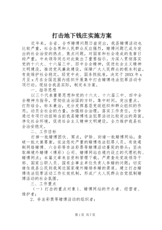 2024年打击地下钱庄实施方案