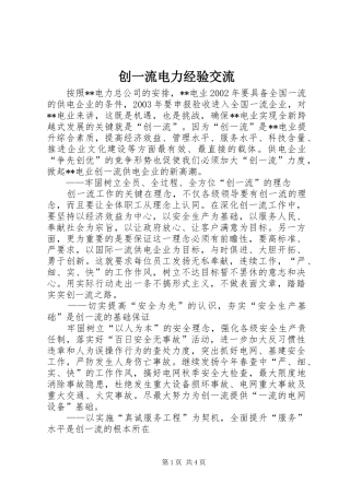 2024年创一流电力经验交流