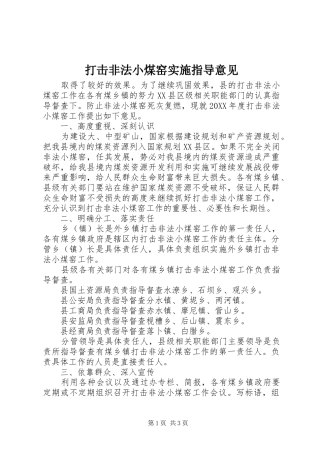 2024年打击非法小煤窑实施指导意见