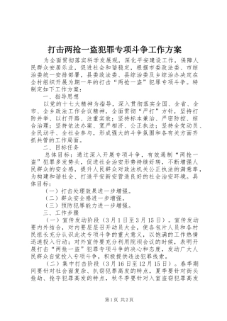 2024年打击两抢一盗犯罪专项斗争工作方案