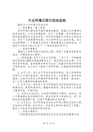 2024年六五环境日团日活动总结