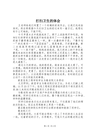 2024年打扫卫生的体会