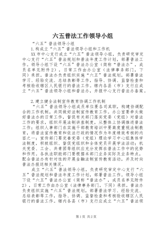 2024年六五普法工作领导小组