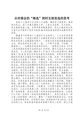 2024年从村委会的海选到村支部直选的思考