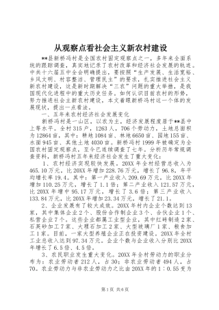 2024年从观察点看社会主义新农村建设