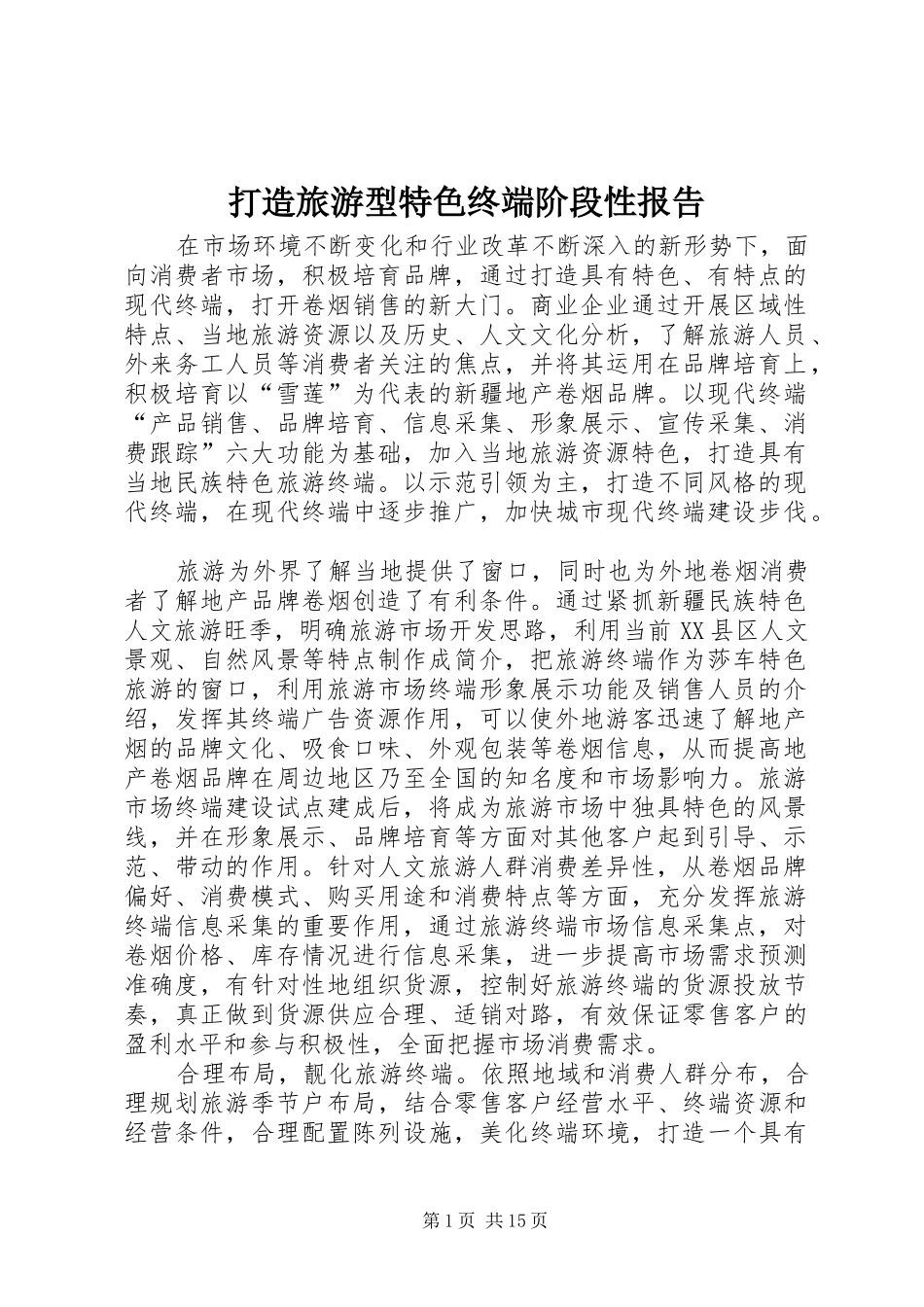 2024年打造旅游型特色终端阶段性报告_第1页