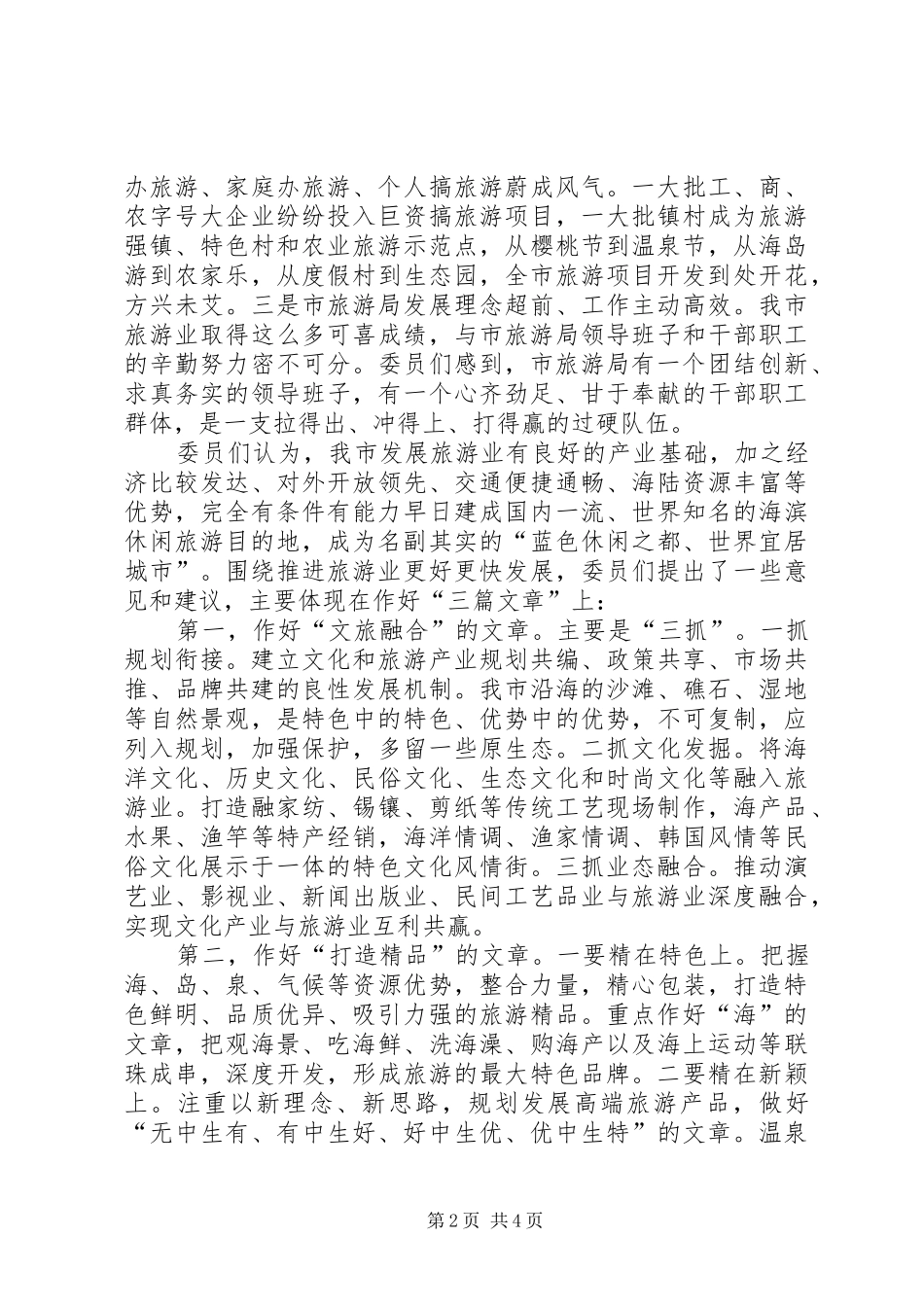 2024年打造品牌旅游项目建设情况视察报告_第2页