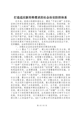 2024年打造适应新形势需求的社会治安防控体系