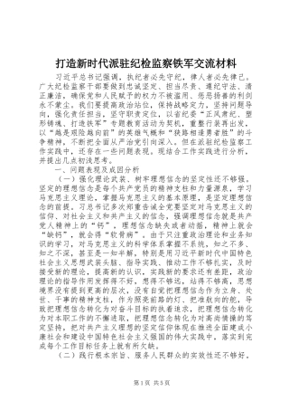 2024年打造新时代派驻纪检监察铁军交流材料