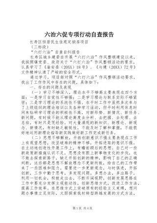 2024年六治六促专项行动自查报告