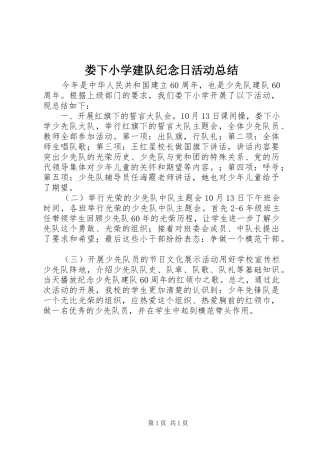 2024年娄下小学建队纪念日活动总结