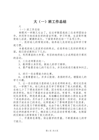 2024年大班工作总结