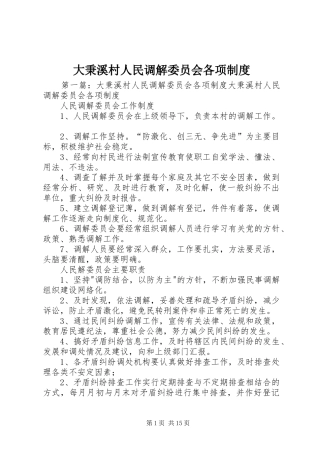 2024年大秉溪村人民调解委员会各项制度