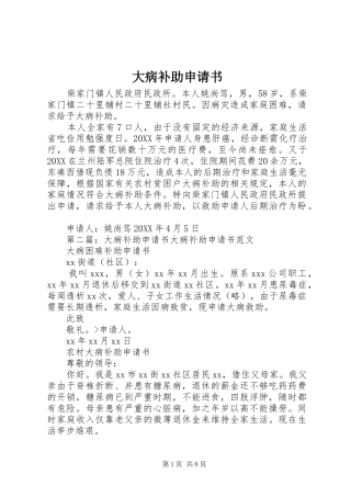 2024年大病补助申请书