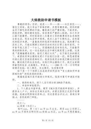 2024年大病救助申请书模板