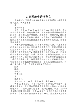 2024年大病困难申请书范文