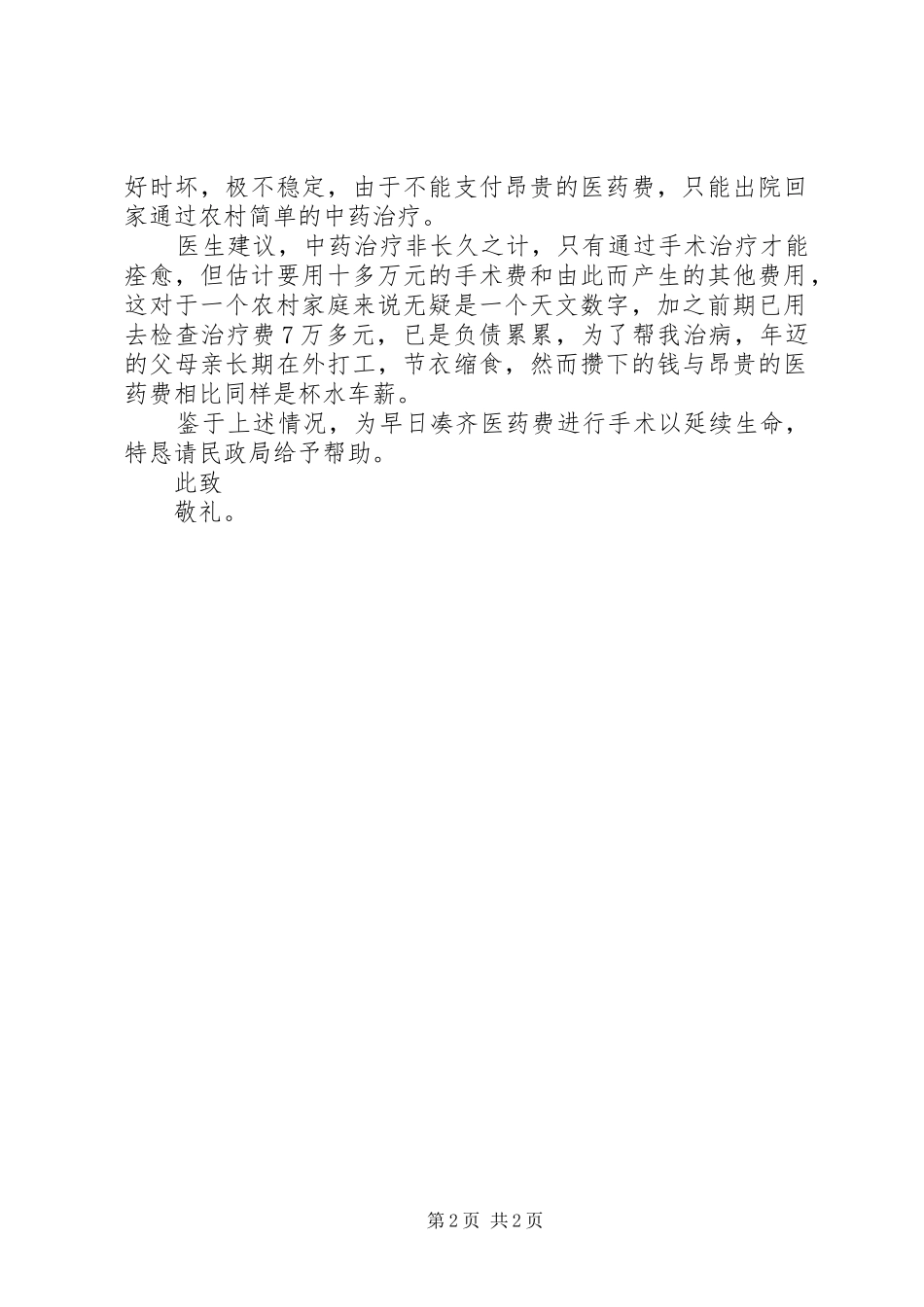 2024年大病医疗救助申请书_第2页