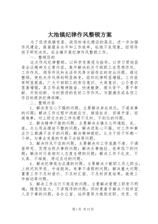 2024年大池镇纪律作风整顿方案