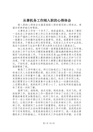 2024年从事机务工作刚入职的心得体会