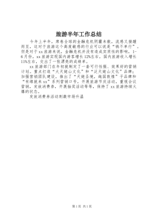 2024年旅游半年工作总结