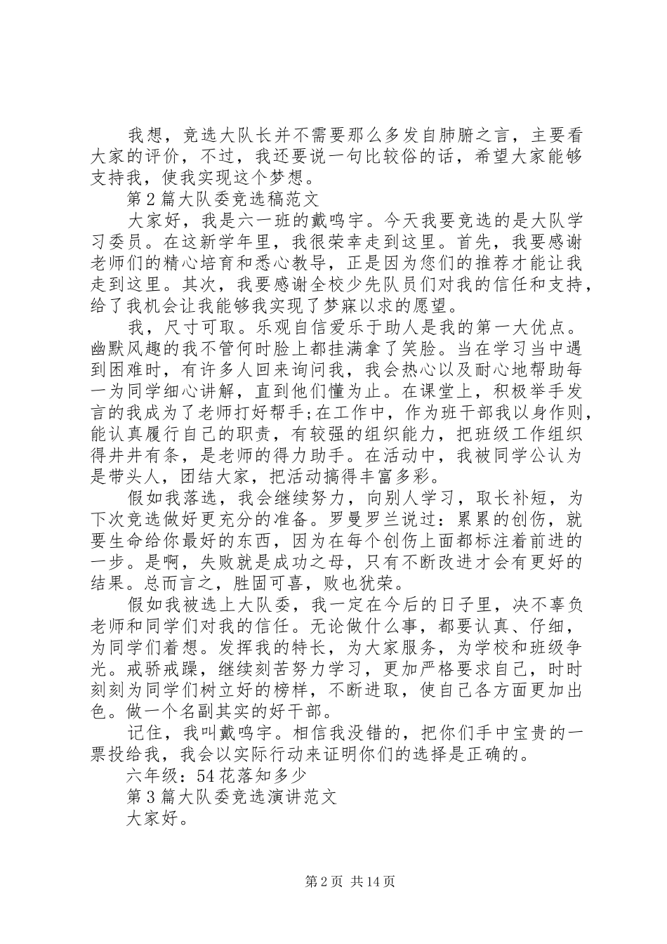 2024年大队委竞选稿范文大全_第2页