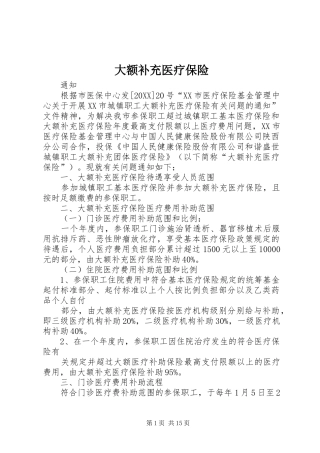 2024年大额补充医疗保险