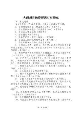2024年大额项目融资所需材料清单