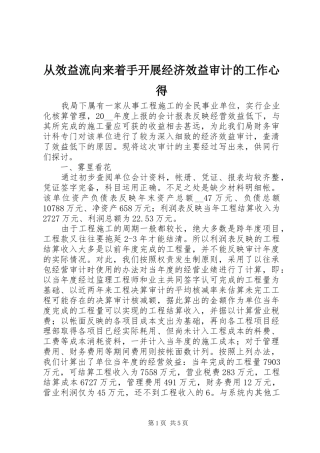 2024年从效益流向来着手开展经济效益审计的工作心得
