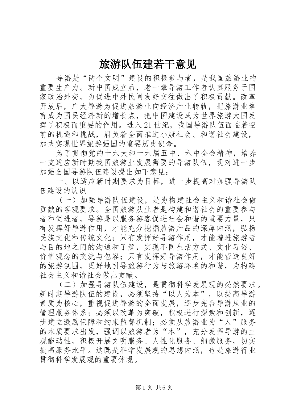 2024年旅游队伍建若干意见_第1页