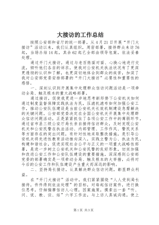 2024年大接访的工作总结