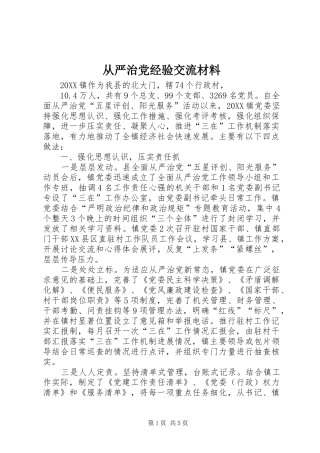 2024年从严治党经验交流材料
